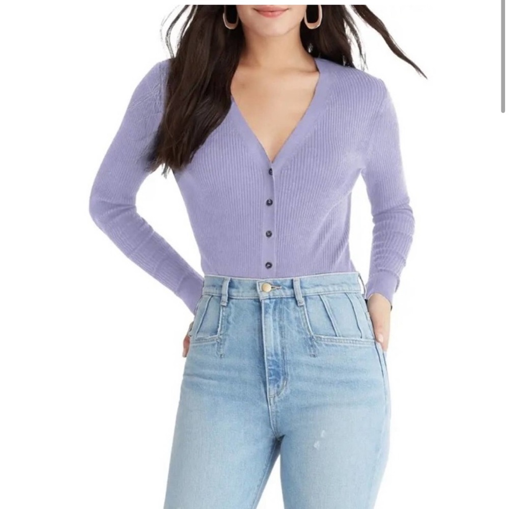 ‼️SOLD‼️ Favorite Daughter Ribbed Knit Cardigan Bodysuit in Lilac NWOT